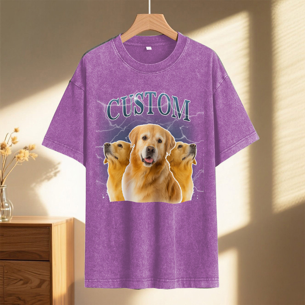 Custom Comfort Colors Vintage Bootleg Pet Shirt Pet Photo Name Custom Dog Portrait Personalized Shirt Custom T Shirts Cat Shirt 90's Tee - MyPhotoSocks