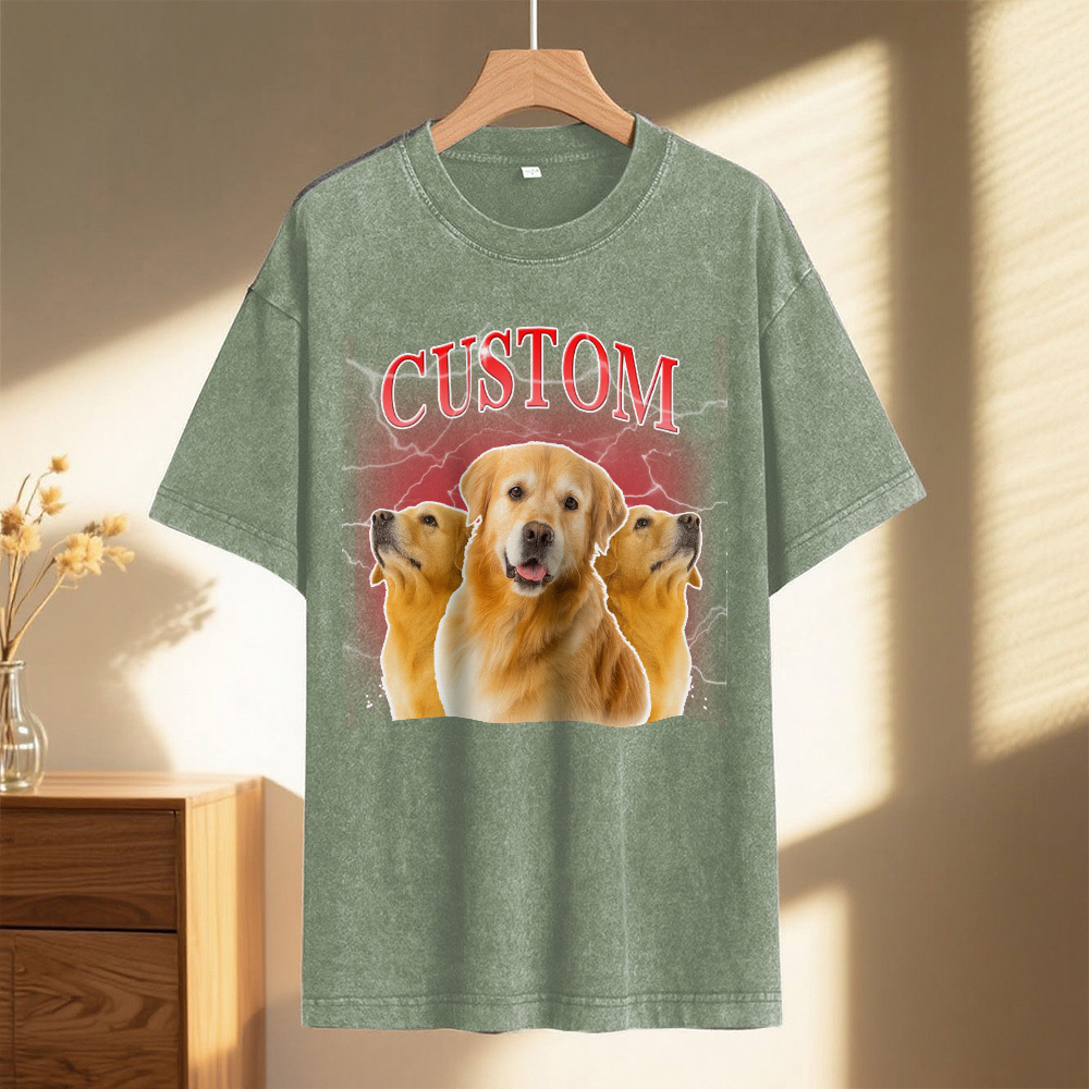 Custom Comfort Colors Vintage Bootleg Pet Shirt Pet Photo Name Custom Dog Portrait Personalized Shirt Custom T Shirts Cat Shirt 90's Tee - MyPhotoSocks