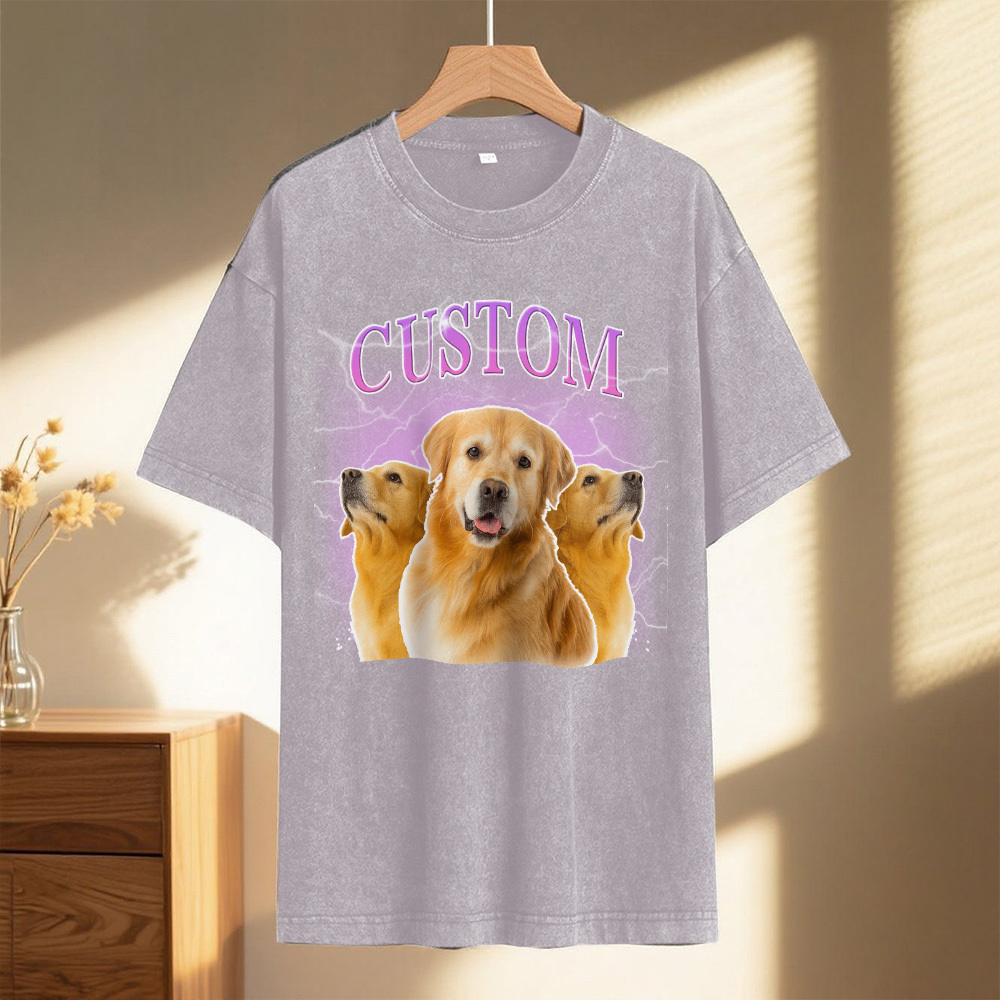 Custom Comfort Colors Vintage Bootleg Pet Shirt Pet Photo Name Custom Dog Portrait Personalized Shirt Custom T Shirts Cat Shirt 90's Tee - MyPhotoSocks