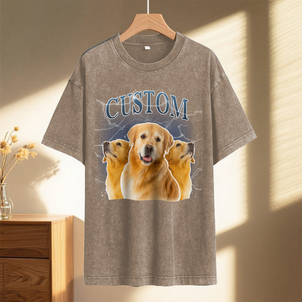 Custom Comfort Colors Vintage Bootleg Pet Shirt Pet Photo Name Custom Dog Portrait Personalized Shirt Custom T Shirts Cat Shirt 90's Tee - MyPhotoSocks