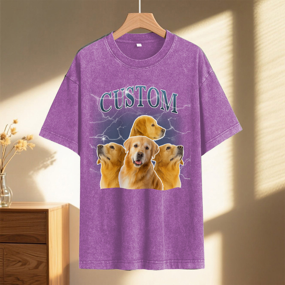 Custom Comfort Colors Vintage Bootleg Pet Shirt Pet Photo Name Custom Dog Portrait Personalized Shirt Custom T Shirts Cat Shirt 90's Tee - MyPhotoSocks