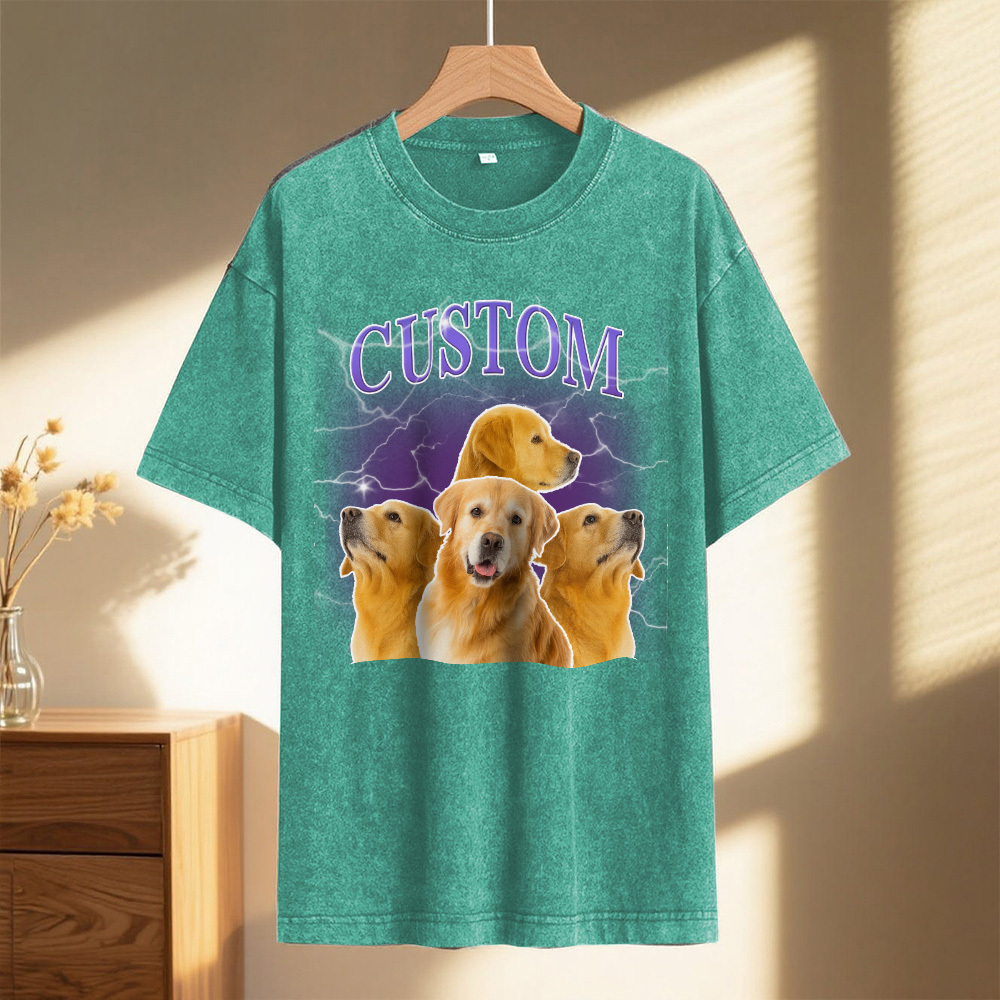 Custom Comfort Colors Vintage Bootleg Pet Shirt Pet Photo Name Custom Dog Portrait Personalized Shirt Custom T Shirts Cat Shirt 90's Tee - MyPhotoSocks