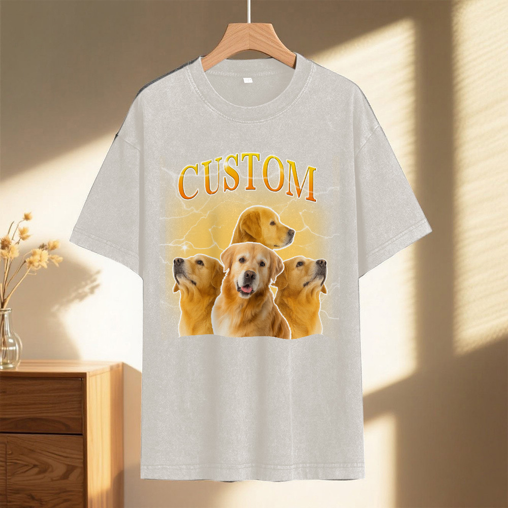 Custom Comfort Colors Vintage Bootleg Pet Shirt Pet Photo Name Custom Dog Portrait Personalized Shirt Custom T Shirts Cat Shirt 90's Tee - MyPhotoSocks