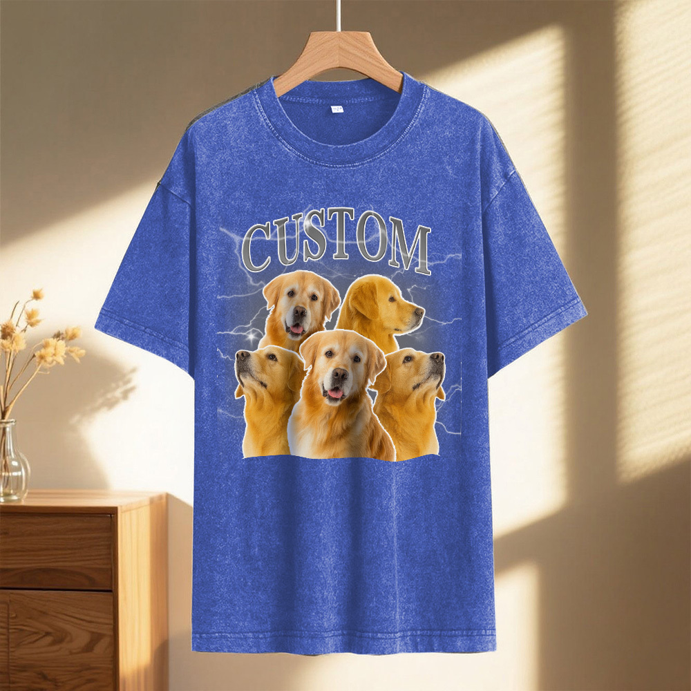 Custom Comfort Colors Vintage Bootleg Pet Shirt Pet Photo Name Custom Dog Portrait Personalized Shirt Custom T Shirts Cat Shirt 90's Tee - MyPhotoSocks