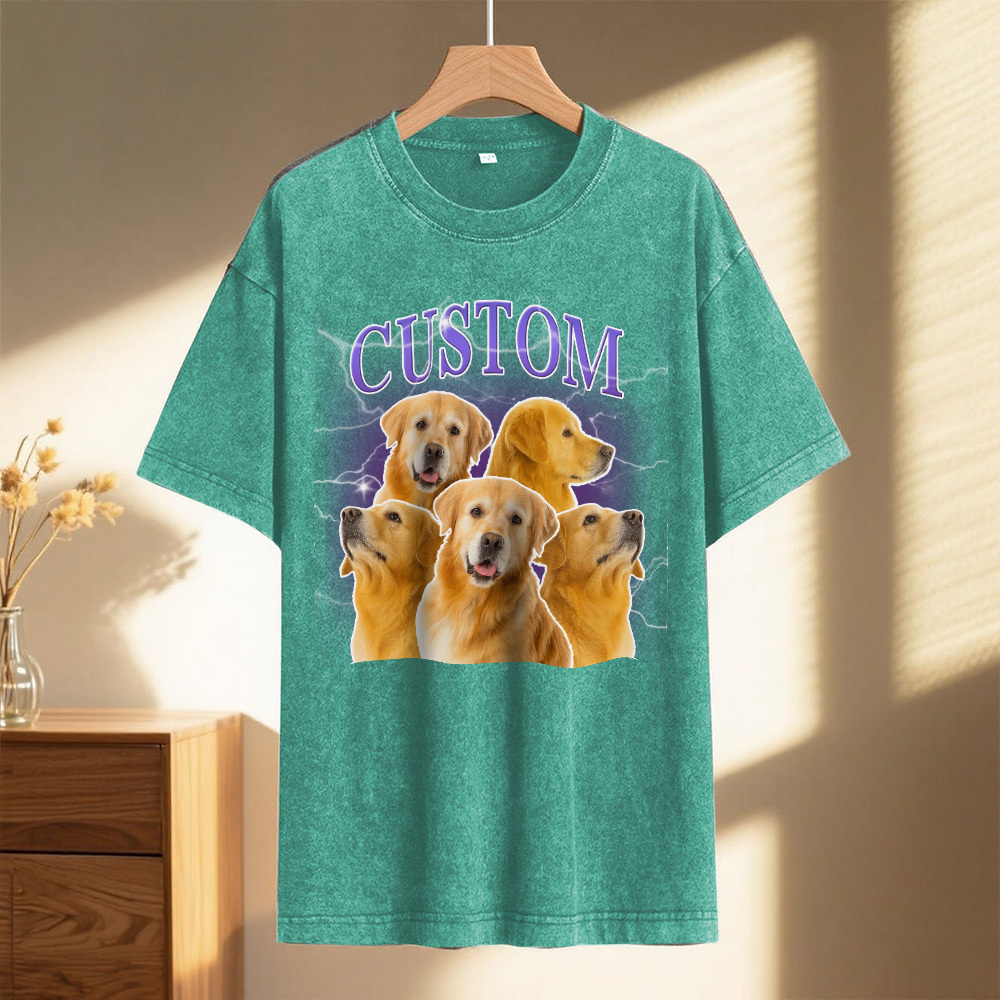Custom Comfort Colors Vintage Bootleg Pet Shirt Pet Photo Name Custom Dog Portrait Personalized Shirt Custom T Shirts Cat Shirt 90's Tee - MyPhotoSocks