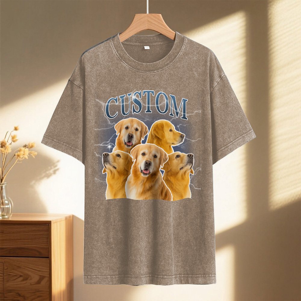 Custom Comfort Colors Vintage Bootleg Pet Shirt Pet Photo Name Custom Dog Portrait Personalized Shirt Custom T Shirts Cat Shirt 90's Tee - MyPhotoSocks