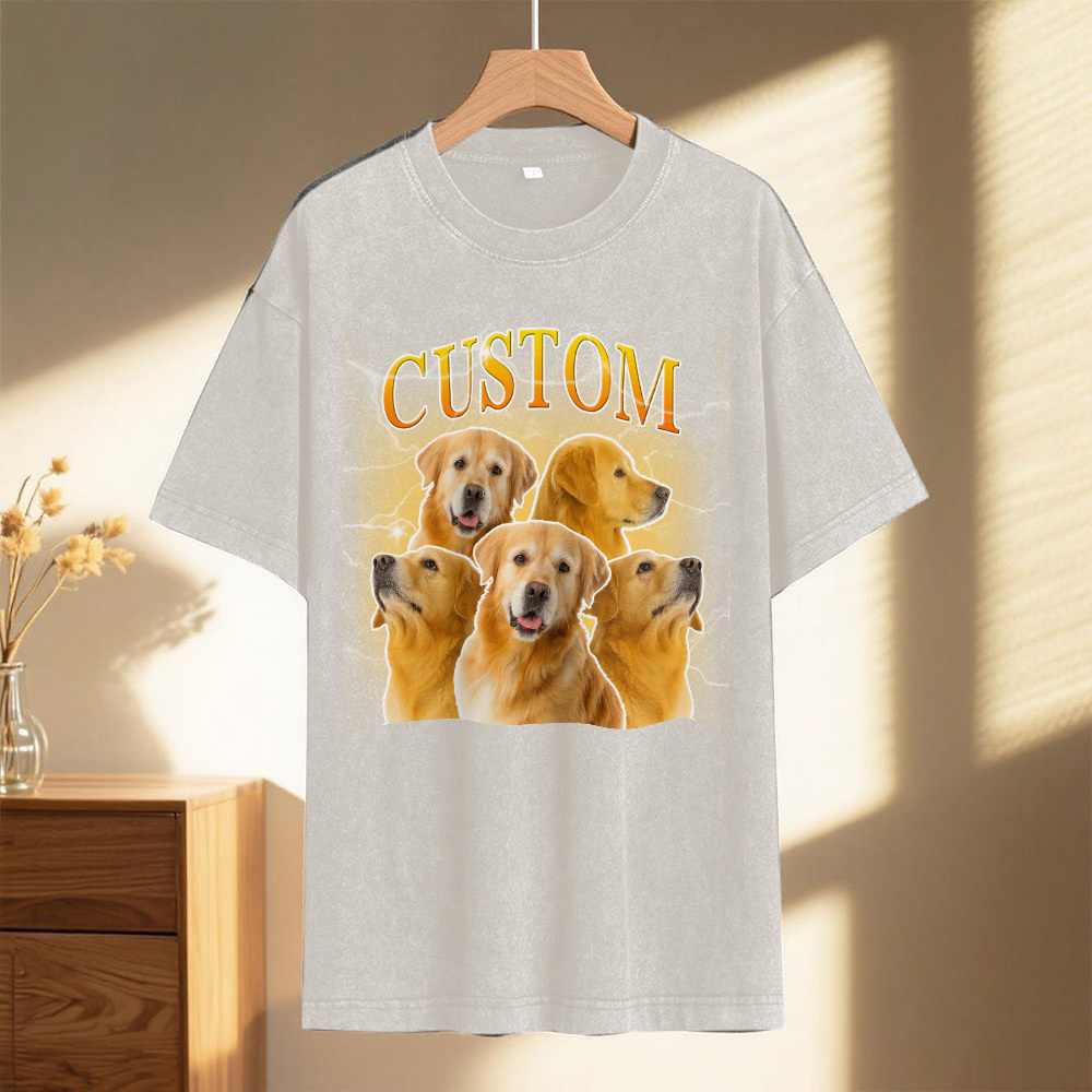 Custom Comfort Colors Vintage Bootleg Pet Shirt Pet Photo Name Custom Dog Portrait Personalized Shirt Custom T Shirts Cat Shirt 90's Tee - MyPhotoSocks