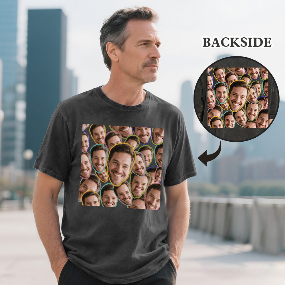 Custom Face Mash T-Shirt Personalized Photo Multicolor Dad Funny Shirt Gift For Farthers Day - MyPhotoSocks