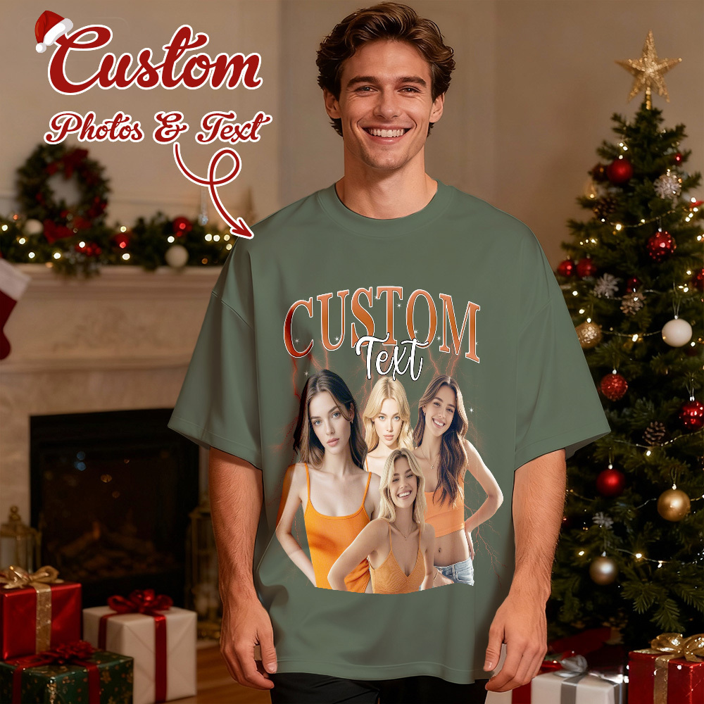Christmas Gifts Custom Vintage Bootleg Shirt Pet Photo Name Personalized Shirt Custom T Shirts 90's Tee