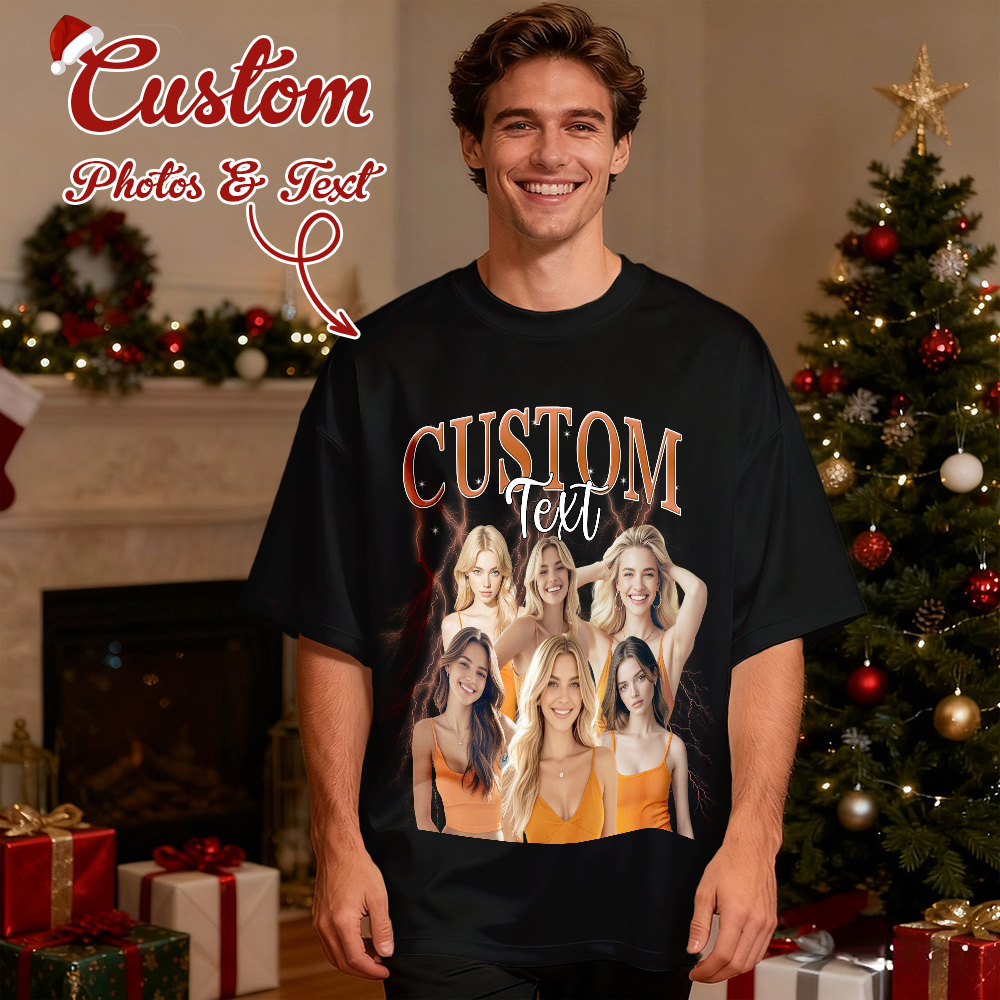 Christmas Gifts Custom Vintage Bootleg Shirt Pet Photo Name Personalized Shirt Custom T Shirts 90's Tee