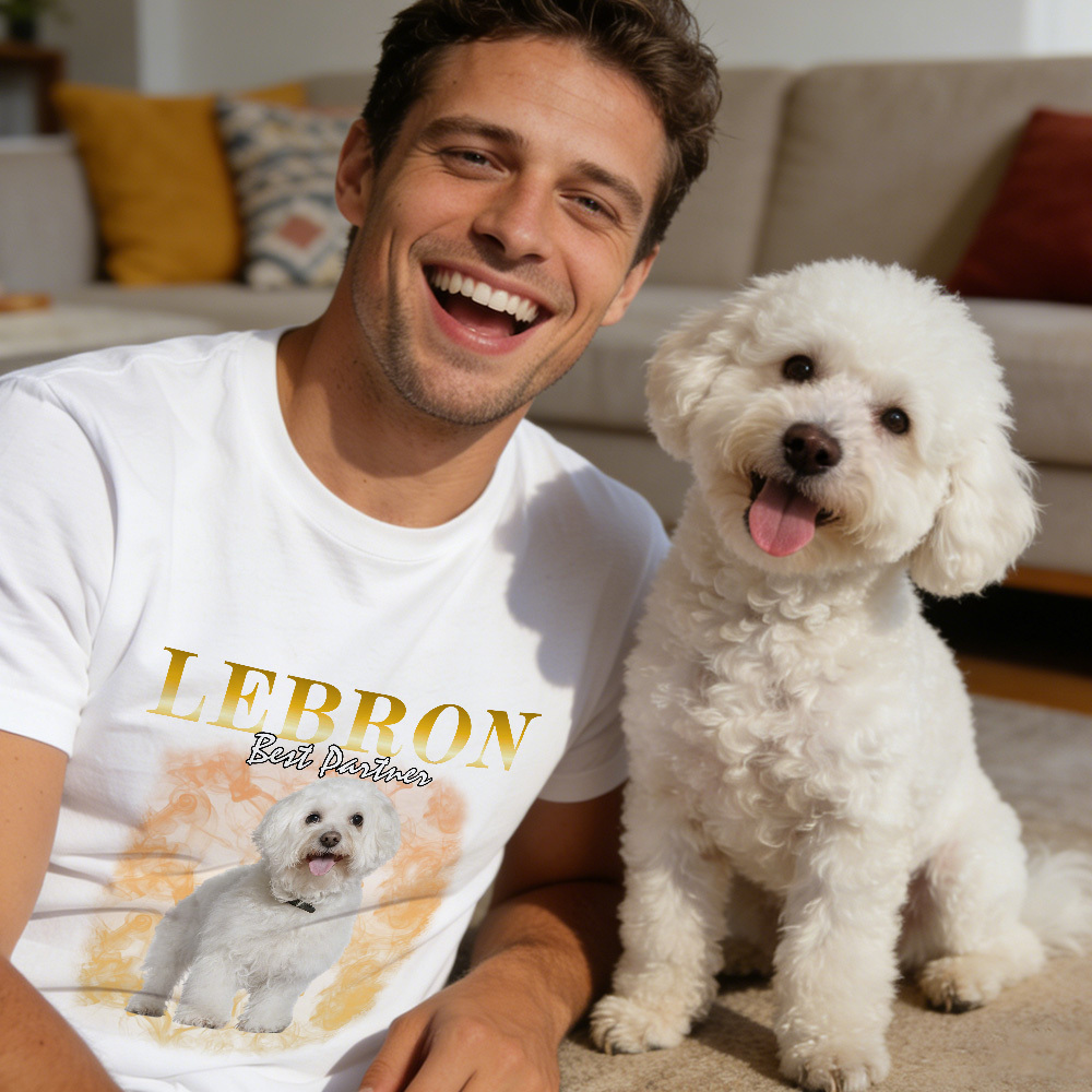 Custom Photo T-Shirt Personalized Vintage Style Pet Face T-Shirt Gift For Pet Lover - MyPhotoSocks