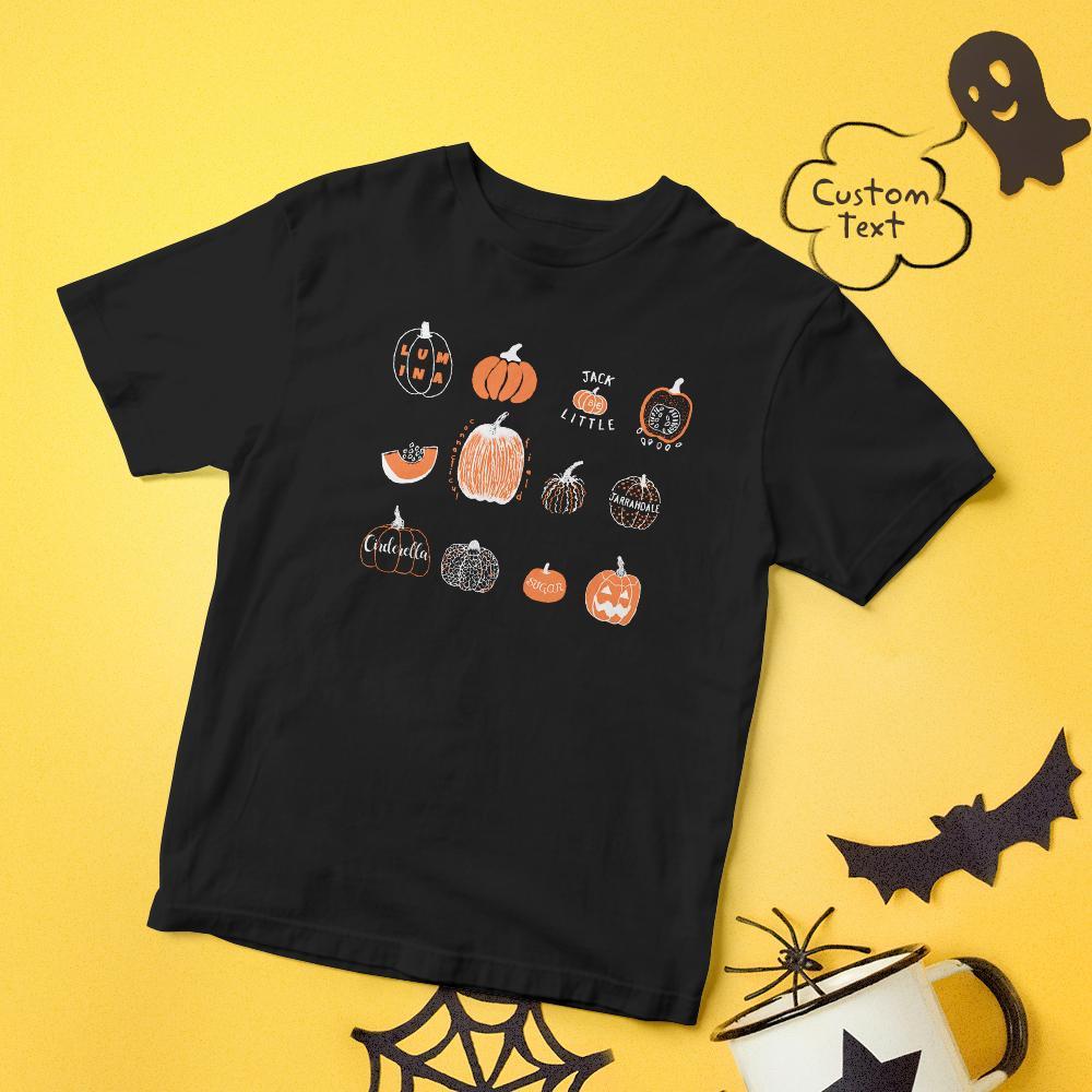 Halloween T-shirt Custom T-shirt with Text Happy Halloween Shirt Tee - Variety of Pumpkins