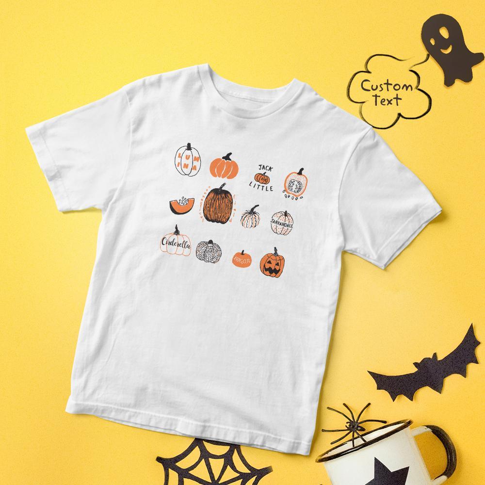 Halloween T-shirt Custom T-shirt with Text Happy Halloween Shirt Tee - Variety of Pumpkins