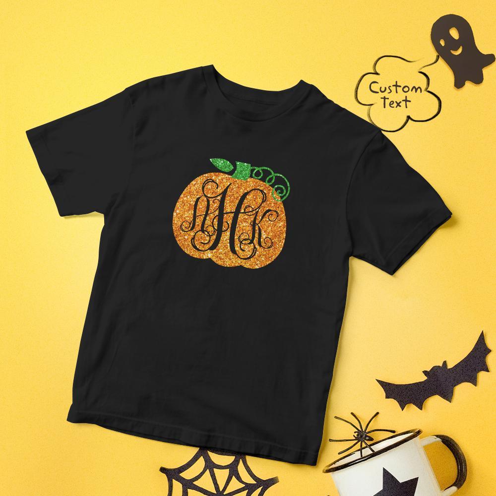 Halloween T-shirt Custom T-shirt with Text Happy Halloween Shirt Tee - Golden Pumpkin