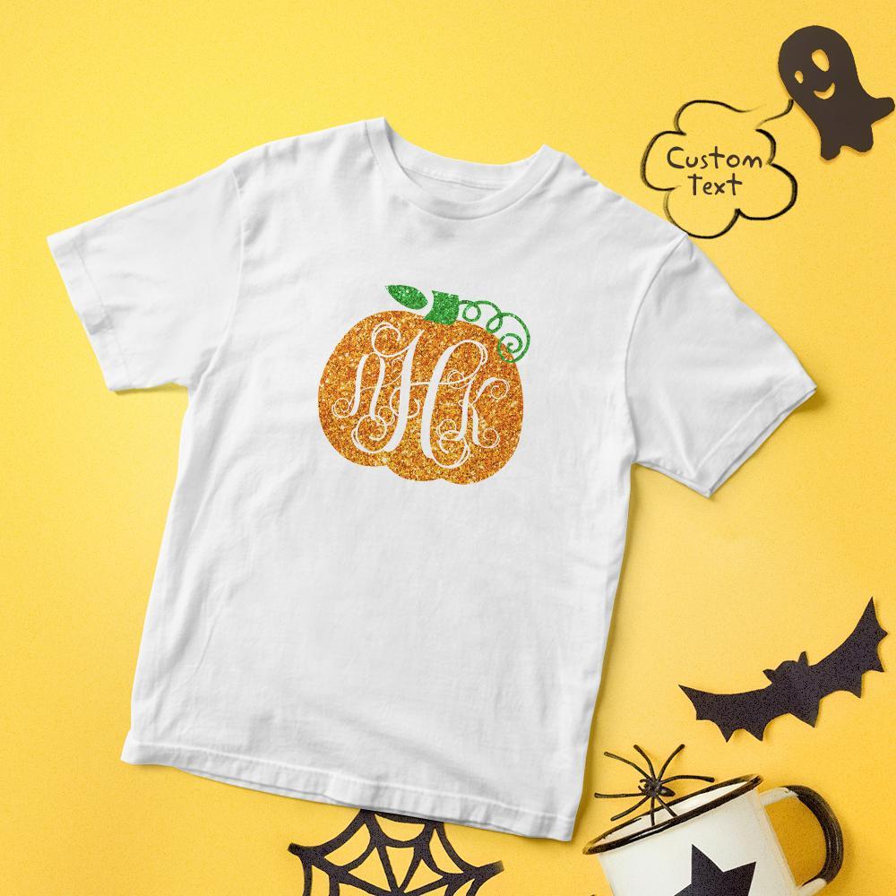 Halloween T-shirt Custom T-shirt with Text Happy Halloween Shirt Tee - Golden Pumpkin