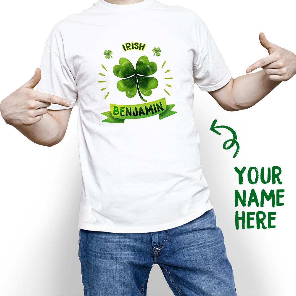 Custom Happy St. Patrick's Day With Your Name T-shirt - MyPhotoSocks