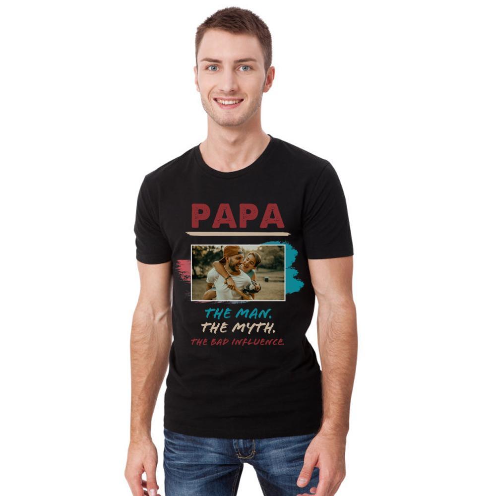 Custom Photo T-shirt Papa The Man The Myth - MyPhotoSocks