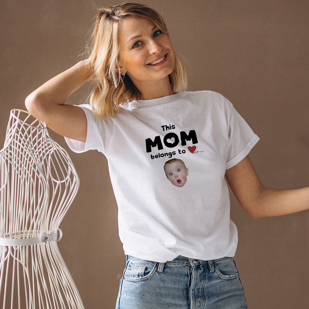 Custom Face T-shirt This Mom Belongs To Personalized Shirt Gifts For Her