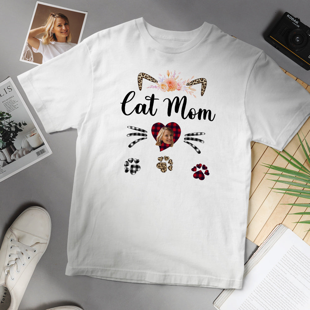 Custom Face T-shirt Cat Mom Cat Face Personalized Shirt Gifts For Her