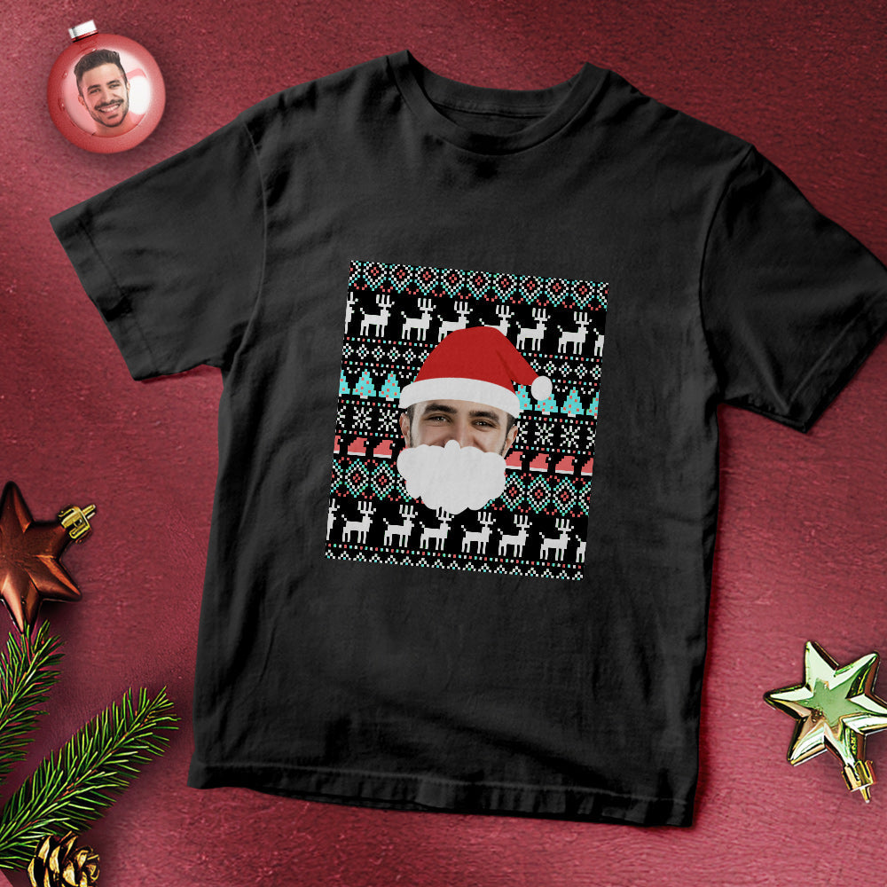 Custom Face T-shirt Santa Christmas Gifts-MyPhotoSocks