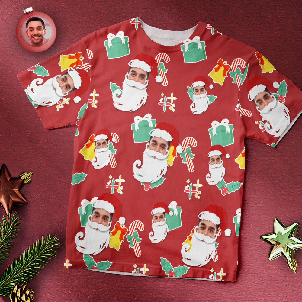 Custom Face T-shirt Christmas Bell Personalized Christmas Gifts-MyPhotoSocks