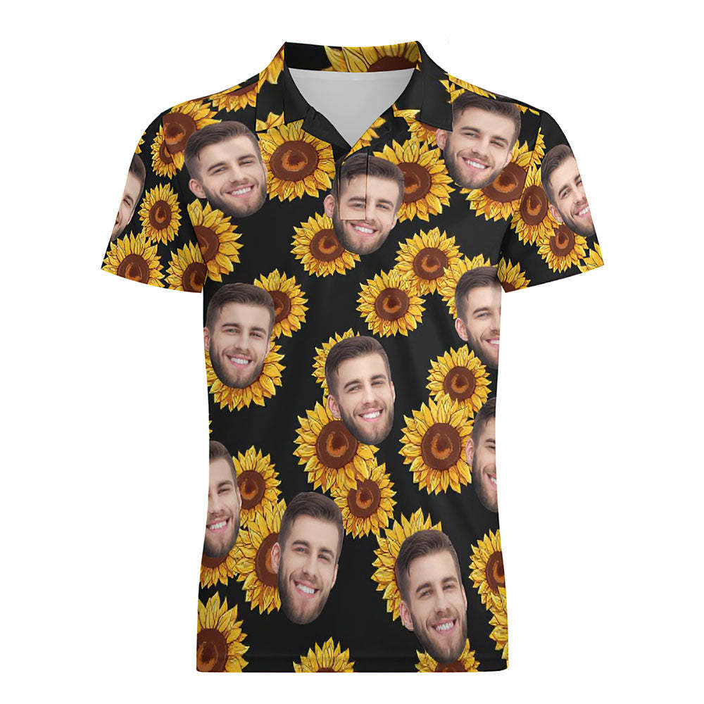 Custom Face Sunflower Men's Polo Shirt - MyPhotoSocks
