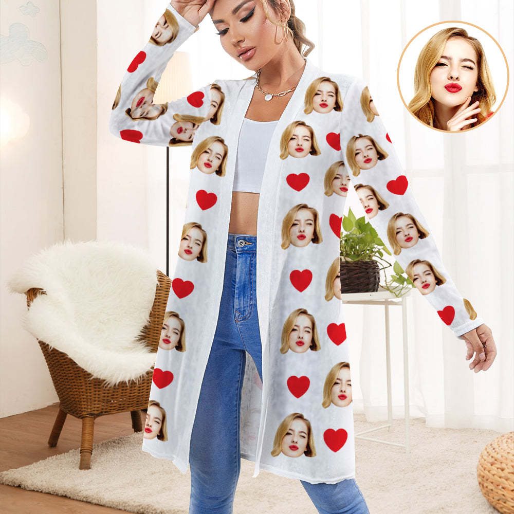 Personalized Cardigan Women Open Front Cardigans Long Sleeve Top - MyPhotoSocks