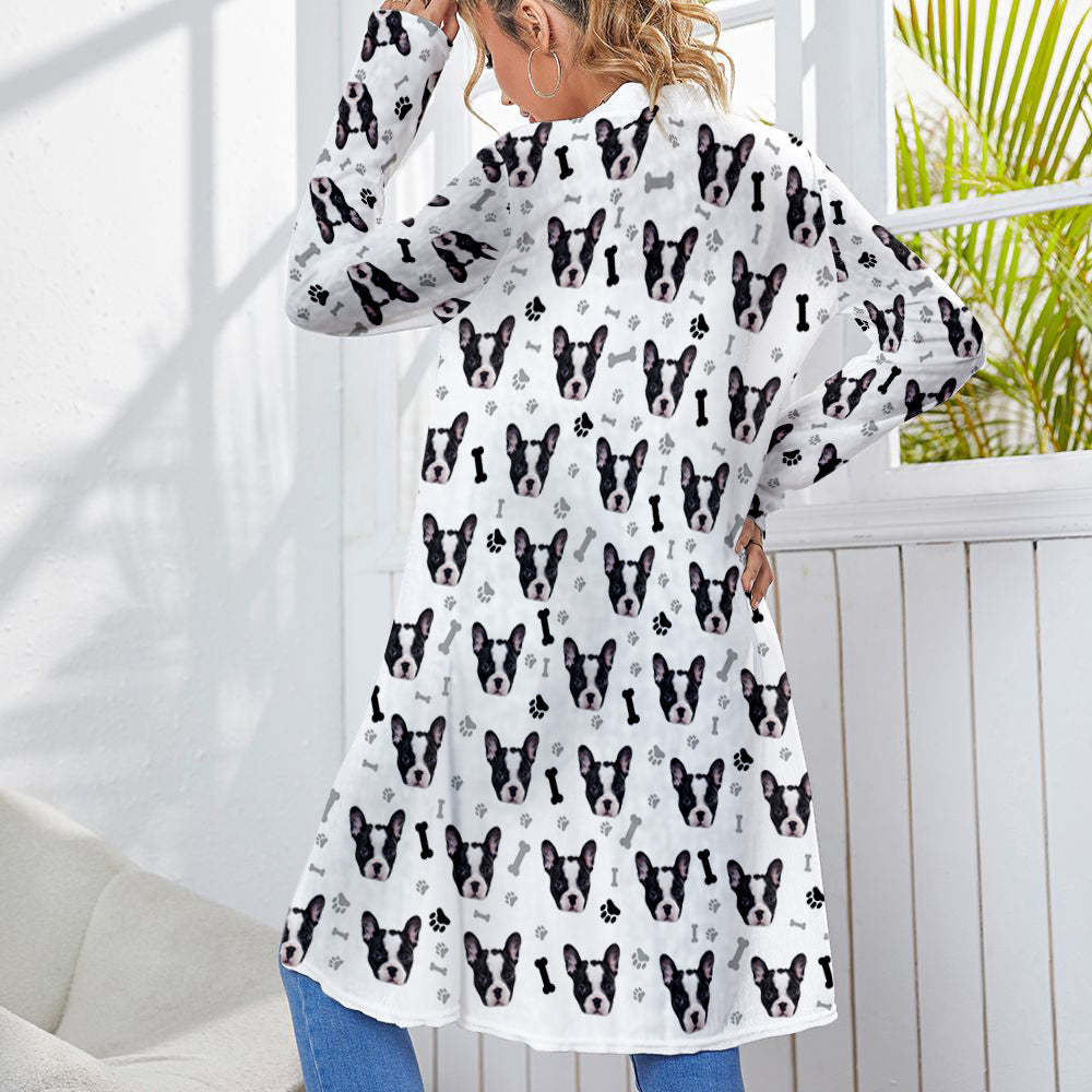 Personalized Cardigan Women Open Front Long Sleeve Cardigans Gifts for Pet Lovers - MyPhotoSocks