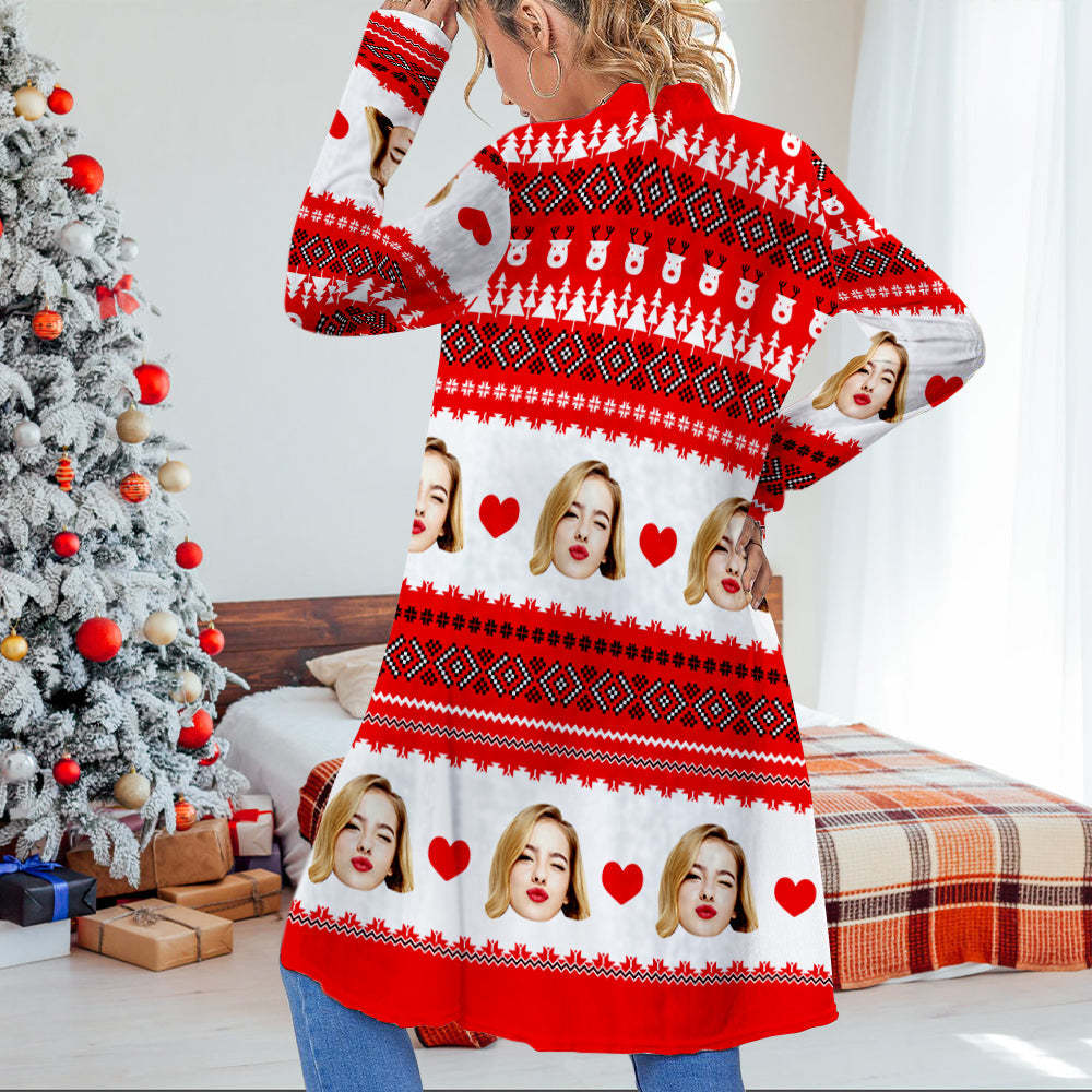 Personalized Christmas Cardigan Women Open Front Cardigans for Christmas Gifts - MyPhotoSocks