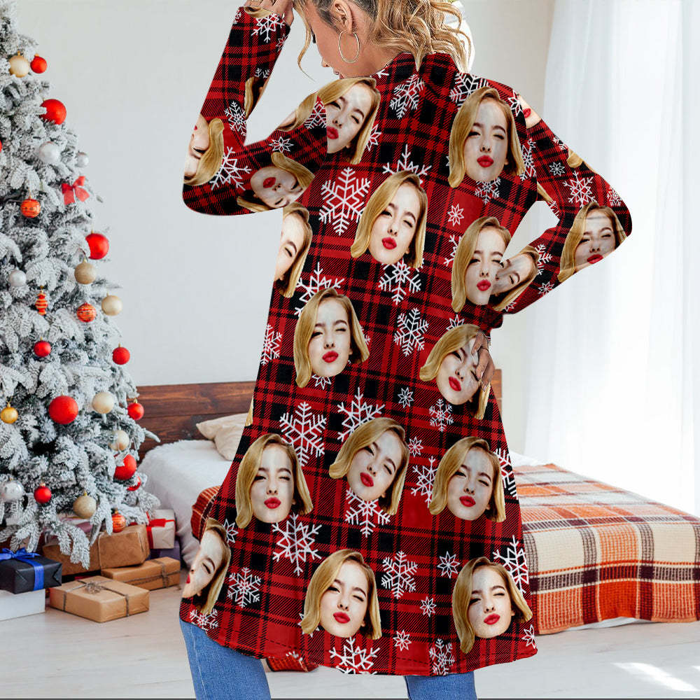 Personalized Face Cardigan Women Open Front Cardigans for Christmas Gifts - MyPhotoSocks
