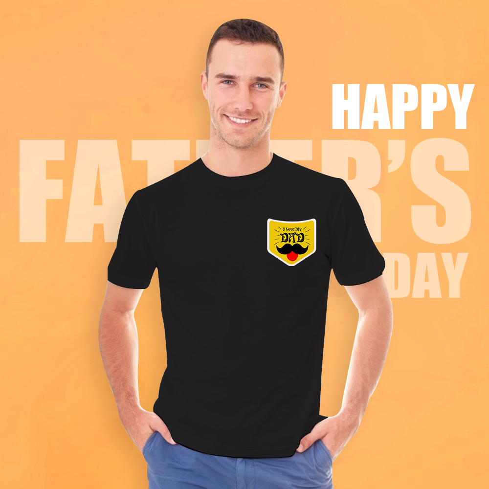 Custom Photo T-shirt I Love My Dad Printed Pocket Design T-shirt-MyPhotoSocks