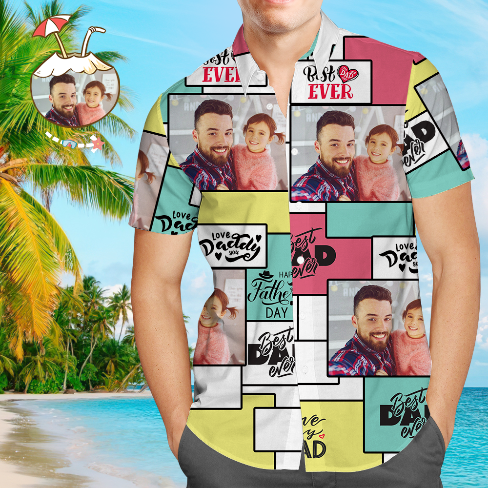Custom Face Hawaiian Shirt Love Daddy Men's All Over Print Best Love To Dad-MyPhotoSocks