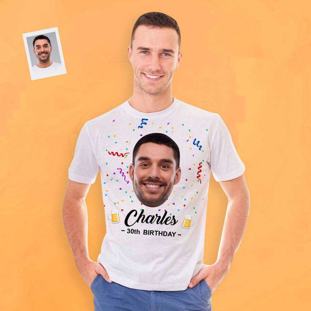 Custom Face T-shirt Happy Birthday Name And Age Can Be Customized