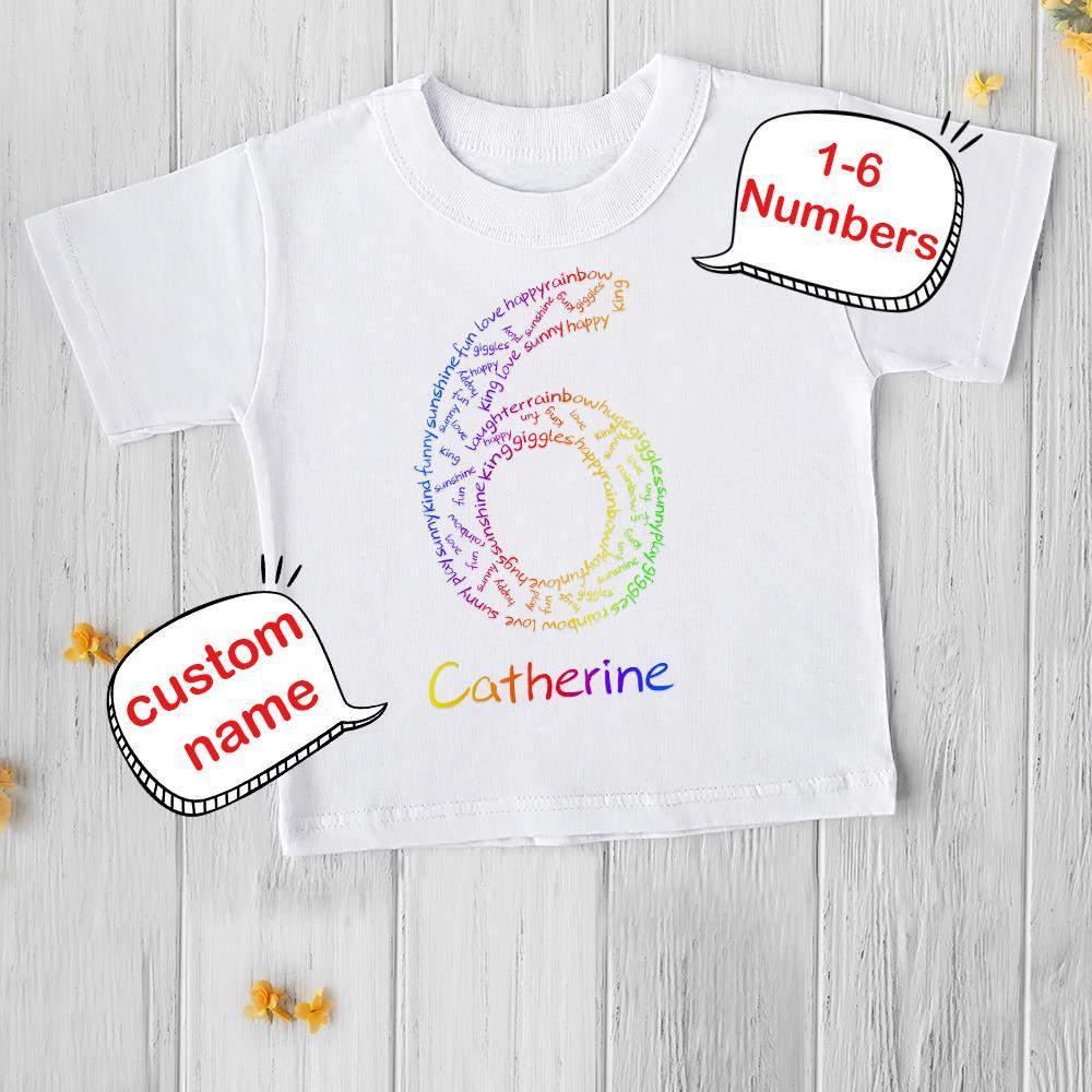 Custom Age 1-6 T-Shirt Double/Both side printing White Personalized Children Shirt Birthday Gift