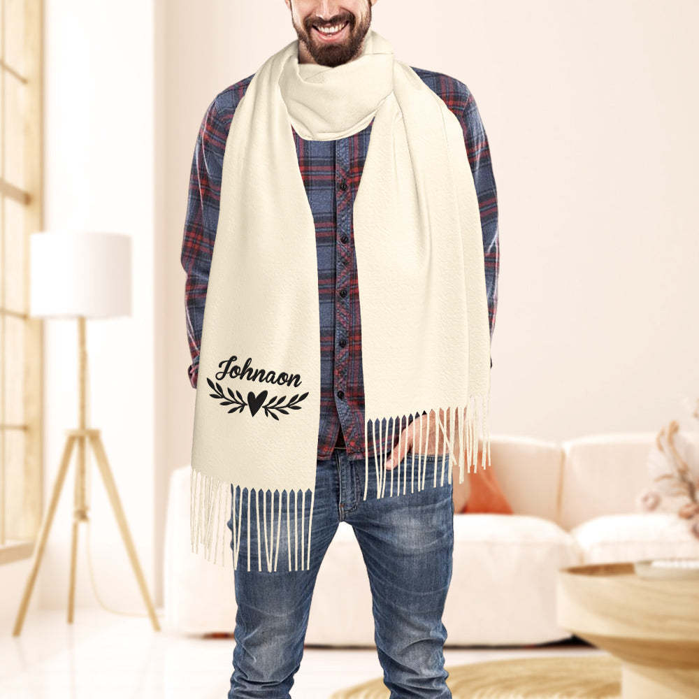 Personalized Embroidery Scarf Custom Name Scarf Soft Warm Fringe Shawl Gift for Her - MyPhotoSocks