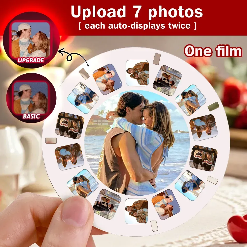 Custom 3D Viewfinder and Reel  Personalized Pink Christmas Gift with Your Own Photos Text and Photo Viewer Multiple Films Available Red Viewfinder - MyPhotoSocks