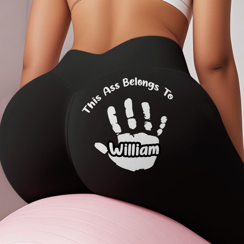 This ASS Belongs To - Naughty Gifts For Wife, Girlfriend - Personalized Flare Leggings