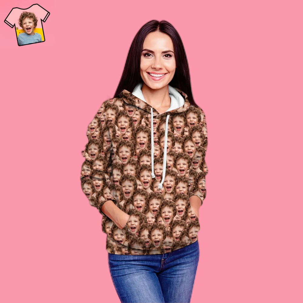 Custom Face Unisex Hoodie Casual Printed Photo Hoodie For Men Women - Mash Face-MyPhotoSocks