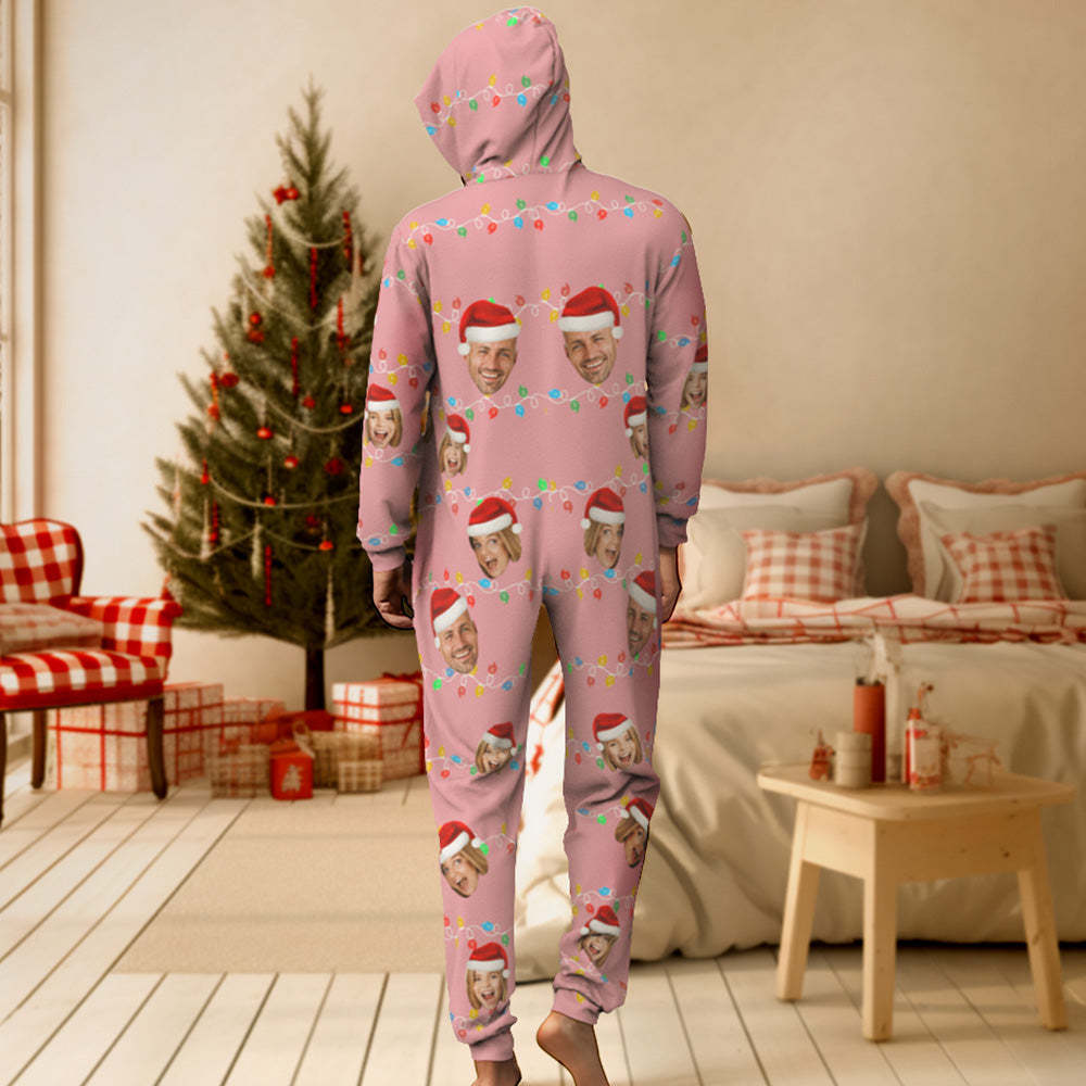 Custom Onesies Photo Xmas Leds Pajamas One-Piece Sleepwear Family Pyjamas Christmas Gift - MyPhotoSocks