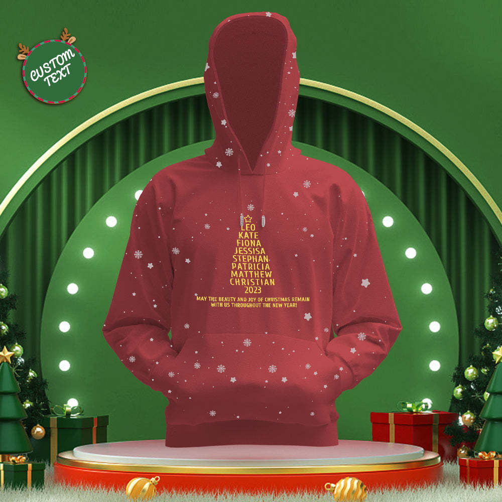 Custom Family Names Christmas Tree Hoodies Personalized Sweatshirts Christmas Day Gifts - MyPhotoSocks