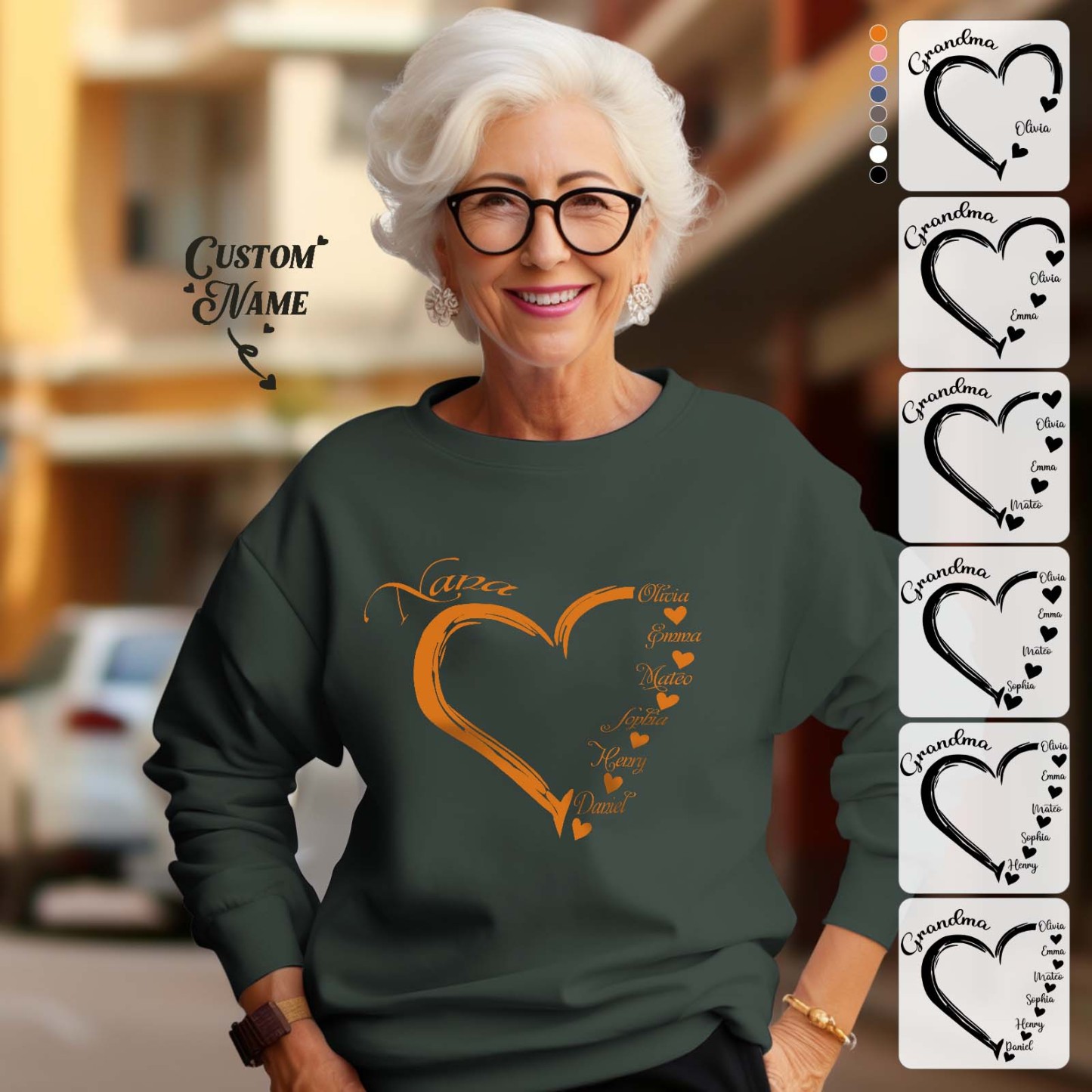 Custom Mama Grandma Round Neck Sweatshirt Personalized Crewneck Sweatshirts Mother's Day Gift - MyPhotoSocks