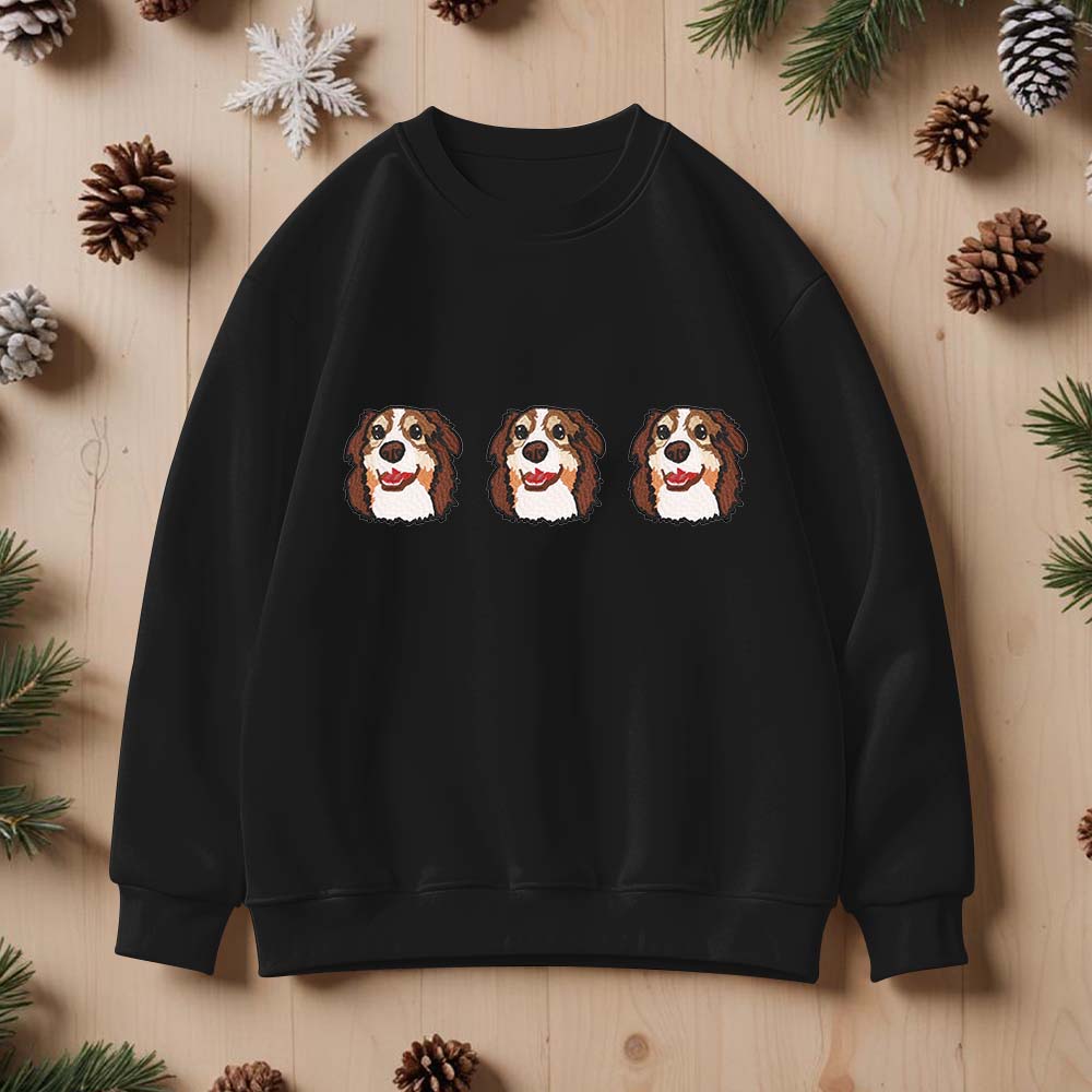Custom Embroidered Hoodie With Pet Portrait Christmas Gifts Embroidery Effect for Dog Lovers - MyPhotoSocks