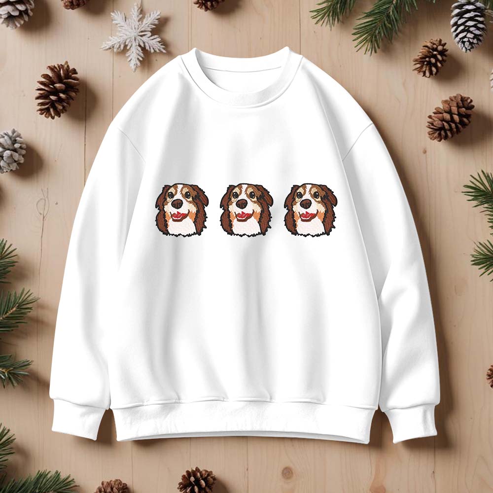 Custom Embroidered Hoodies With Pet Portrait Christmas Gifts Embroidery Effect for Dog Lovers - MyPhotoSocks