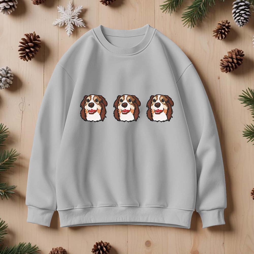 Custom Embroidered Hoodie With Pet Portrait Christmas Gifts Embroidery Effect for Dog Lovers - MyPhotoSocks