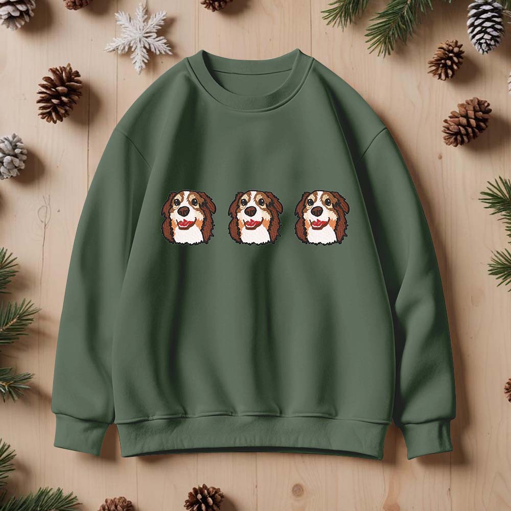 Custom Embroidered Hoodies With Pet Portrait Christmas Gifts Embroidery Effect for Dog Lovers - MyPhotoSocks