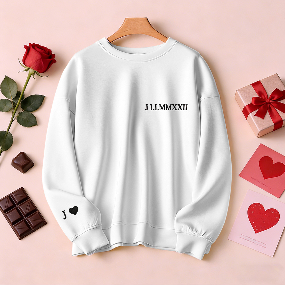 Custom Embroidered Sweatshirt With Name Valentine's Gifts Embroidery Effect for Lover