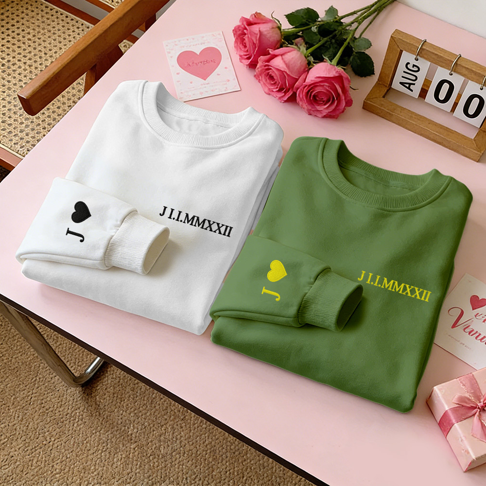 Custom Embroidered Sweatshirt With Name Valentine's Gifts Embroidery Effect for Lover