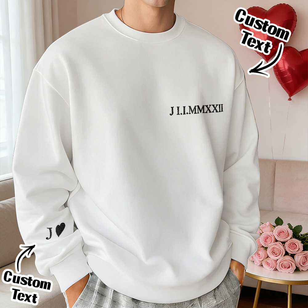 Custom Embroidered Sweatshirt With Name Valentine's Gifts Embroidery Effect for Lover