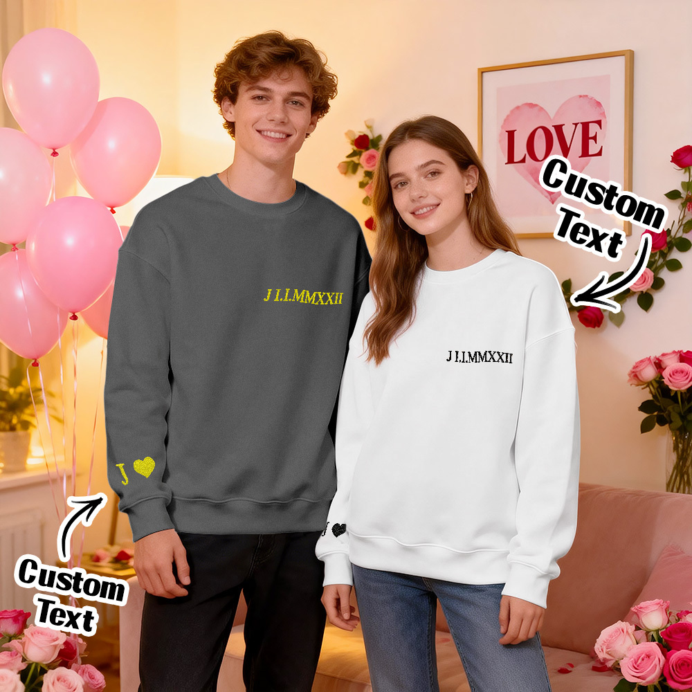 Custom Embroidered Sweatshirt With Name Valentine's Gifts Embroidery Effect for Lover