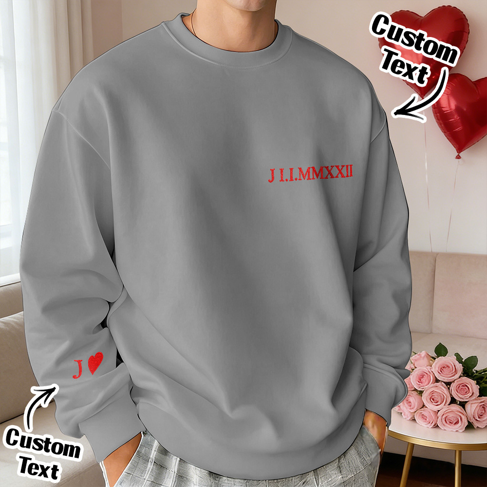 Custom Embroidered Sweatshirt With Name Valentine's Gifts Embroidery Effect for Lover